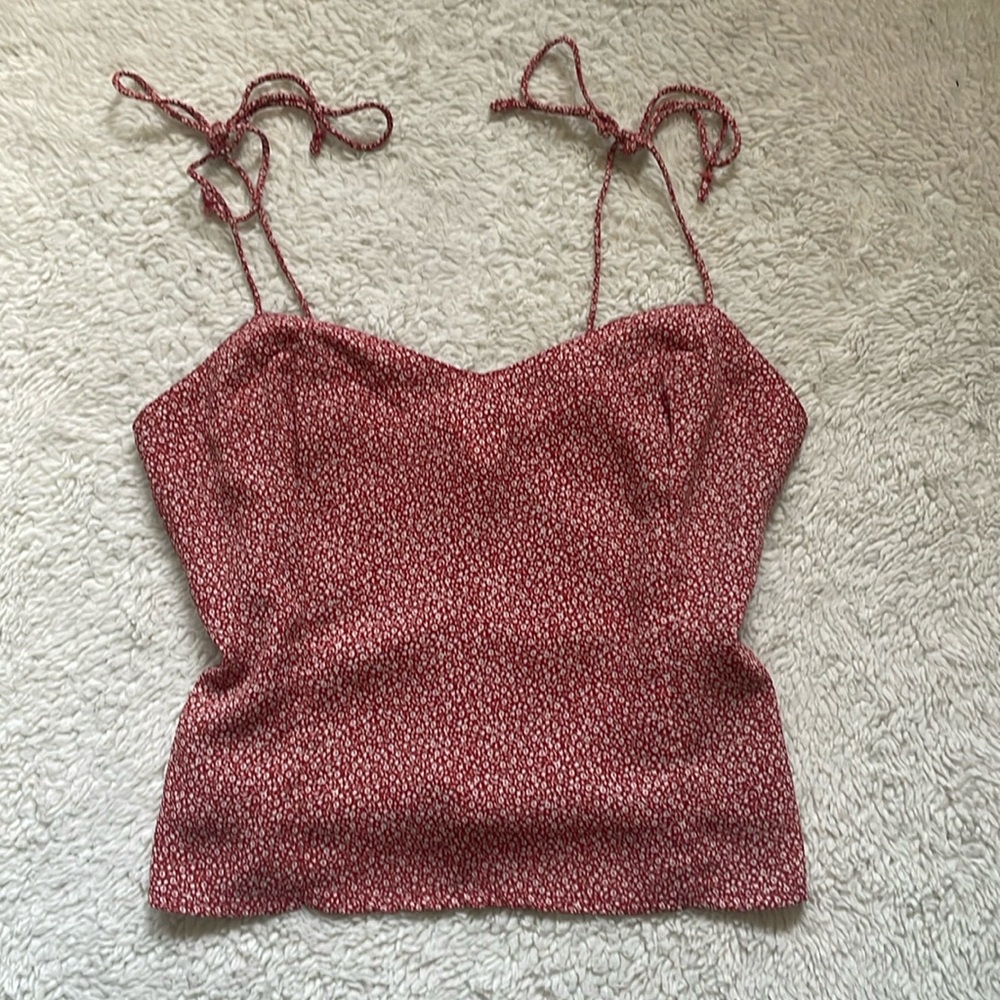 Abercrombie & Fitch Red Floral Tank Top